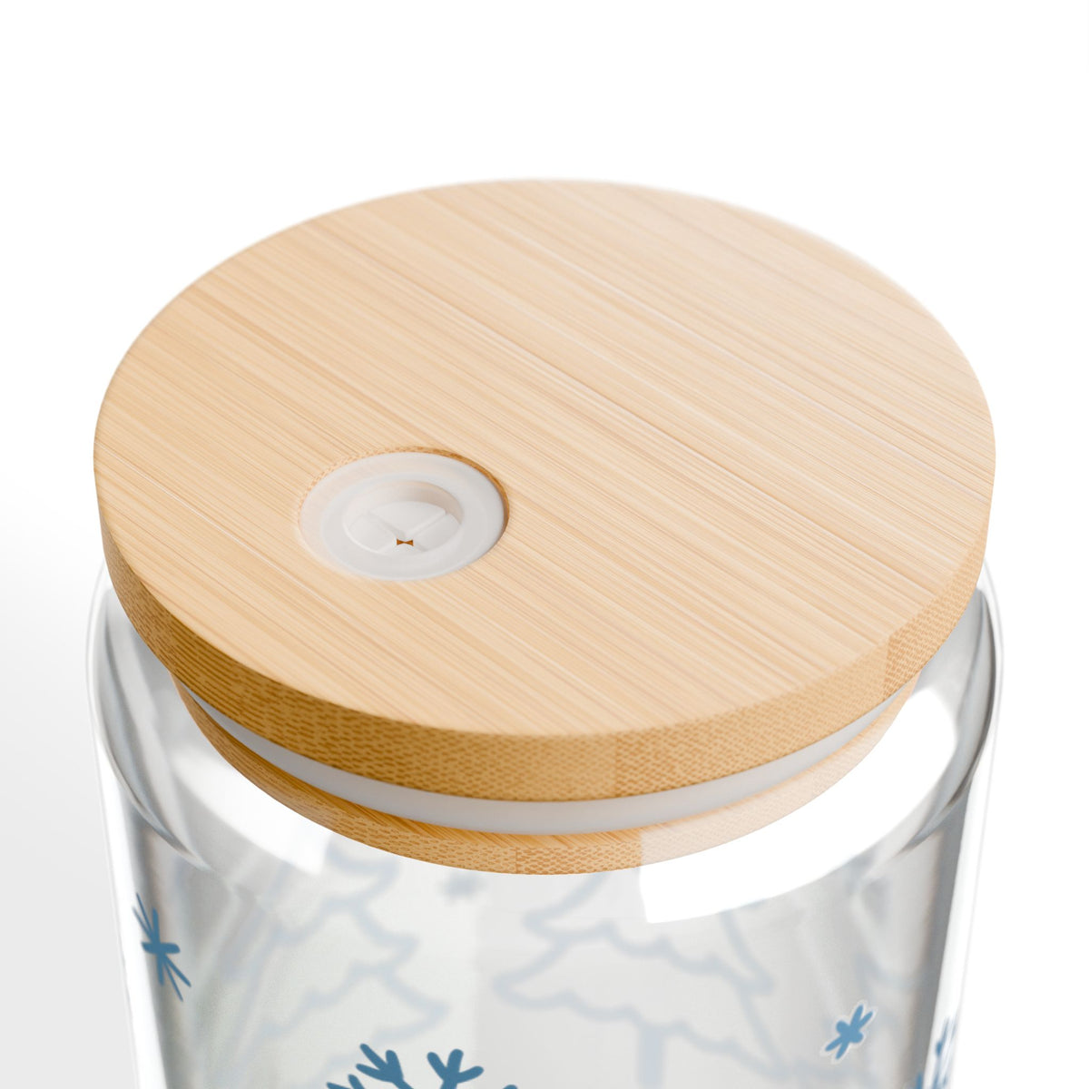 Snow Day Winter Christmas 16 oz reusable glass drink jar with lid and straw
