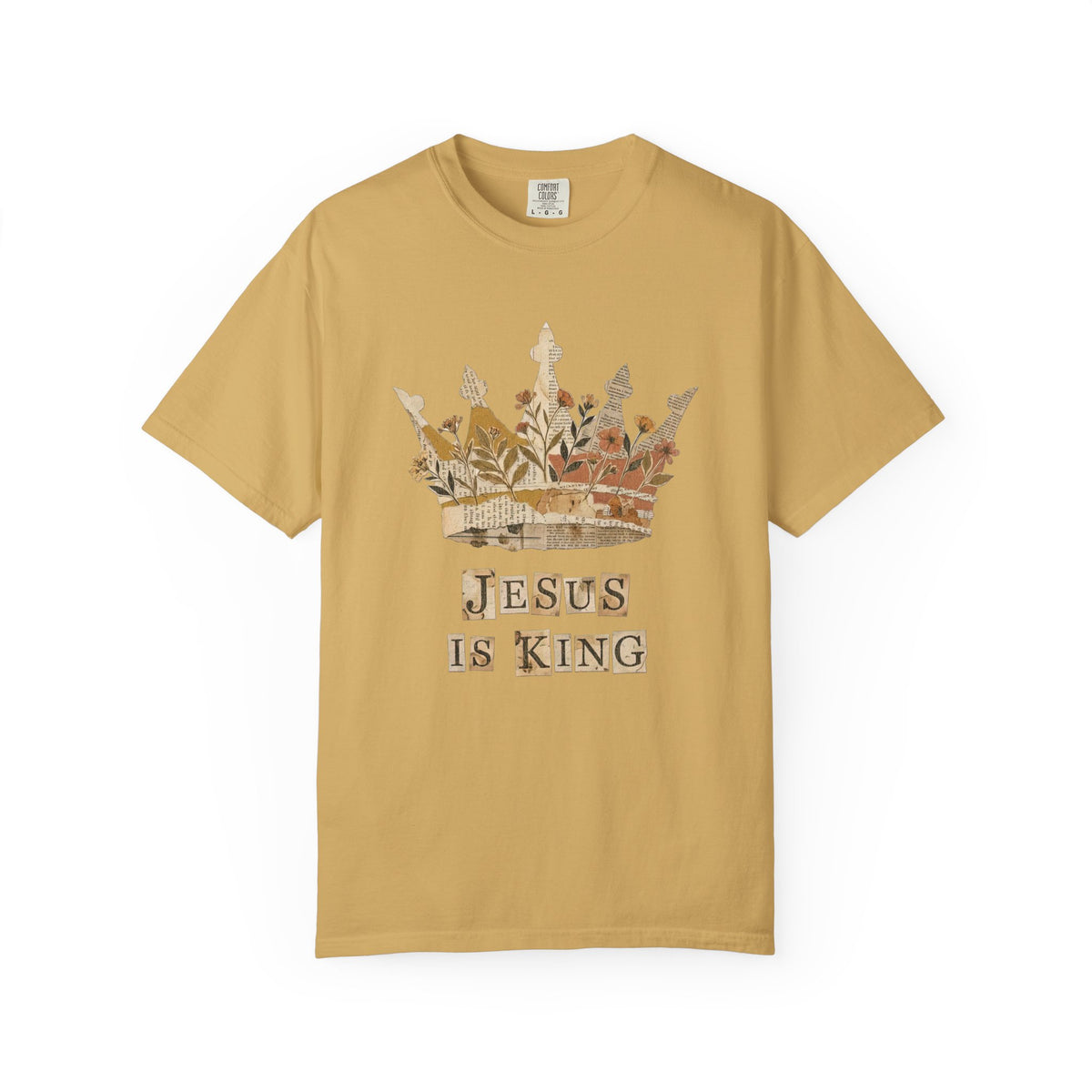 Jesus Is King Collage & Crown T-Shirt Faith-Based Christian Distressed Tee