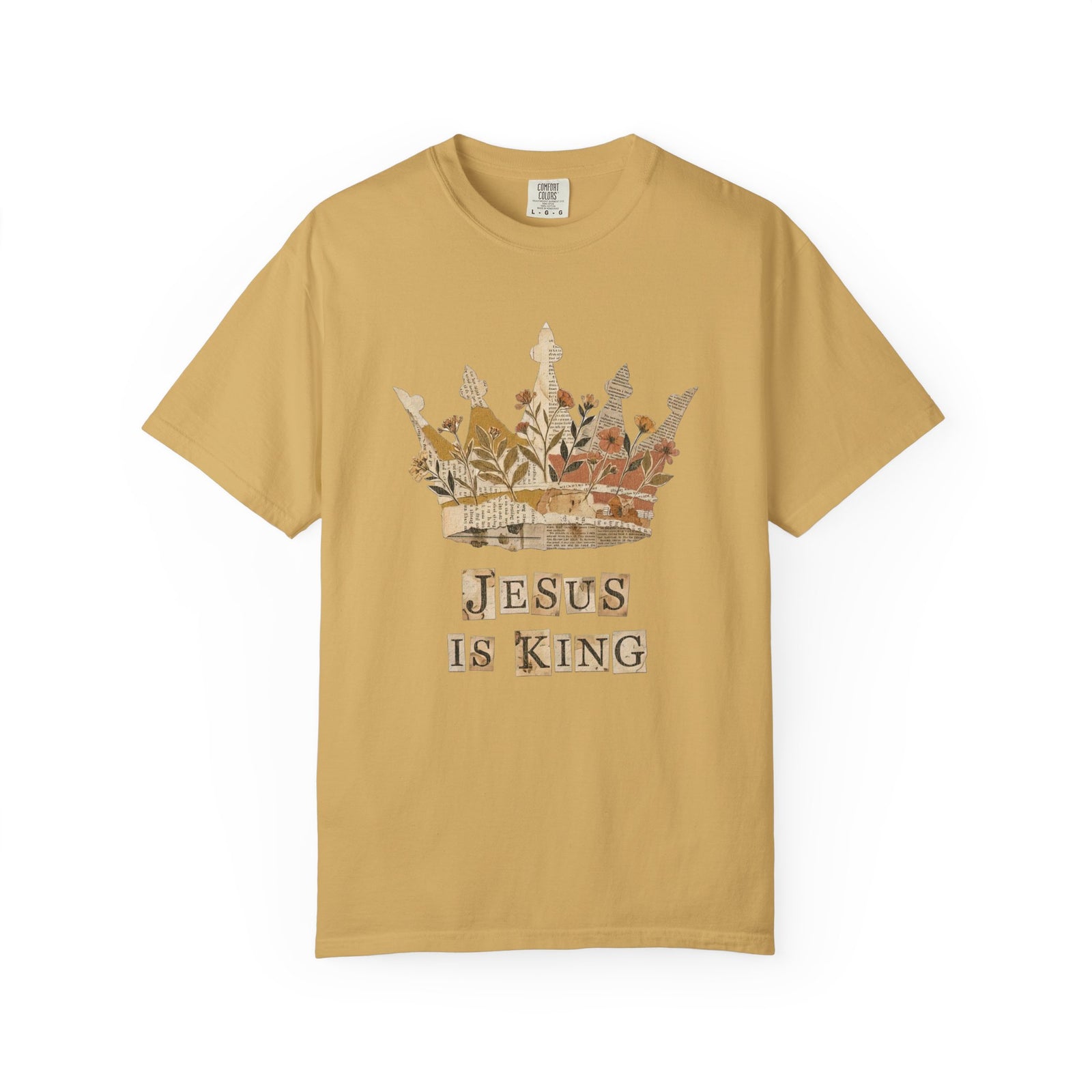 Jesus Is King Collage & Crown T-Shirt Faith-Based Christian Distressed Tee