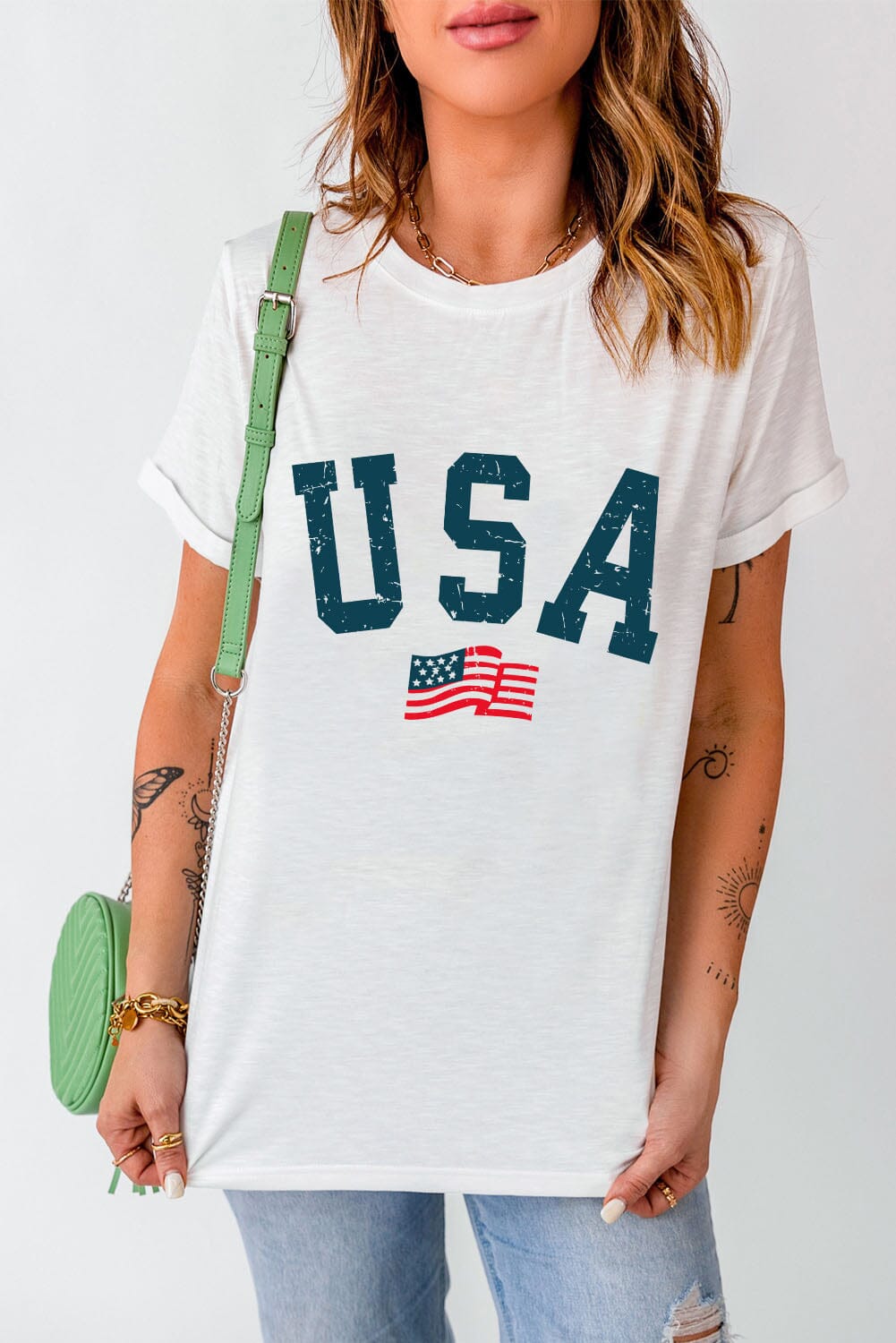 USA Round Neck Short Sleeve T-Shirt - Sydney So Sweet