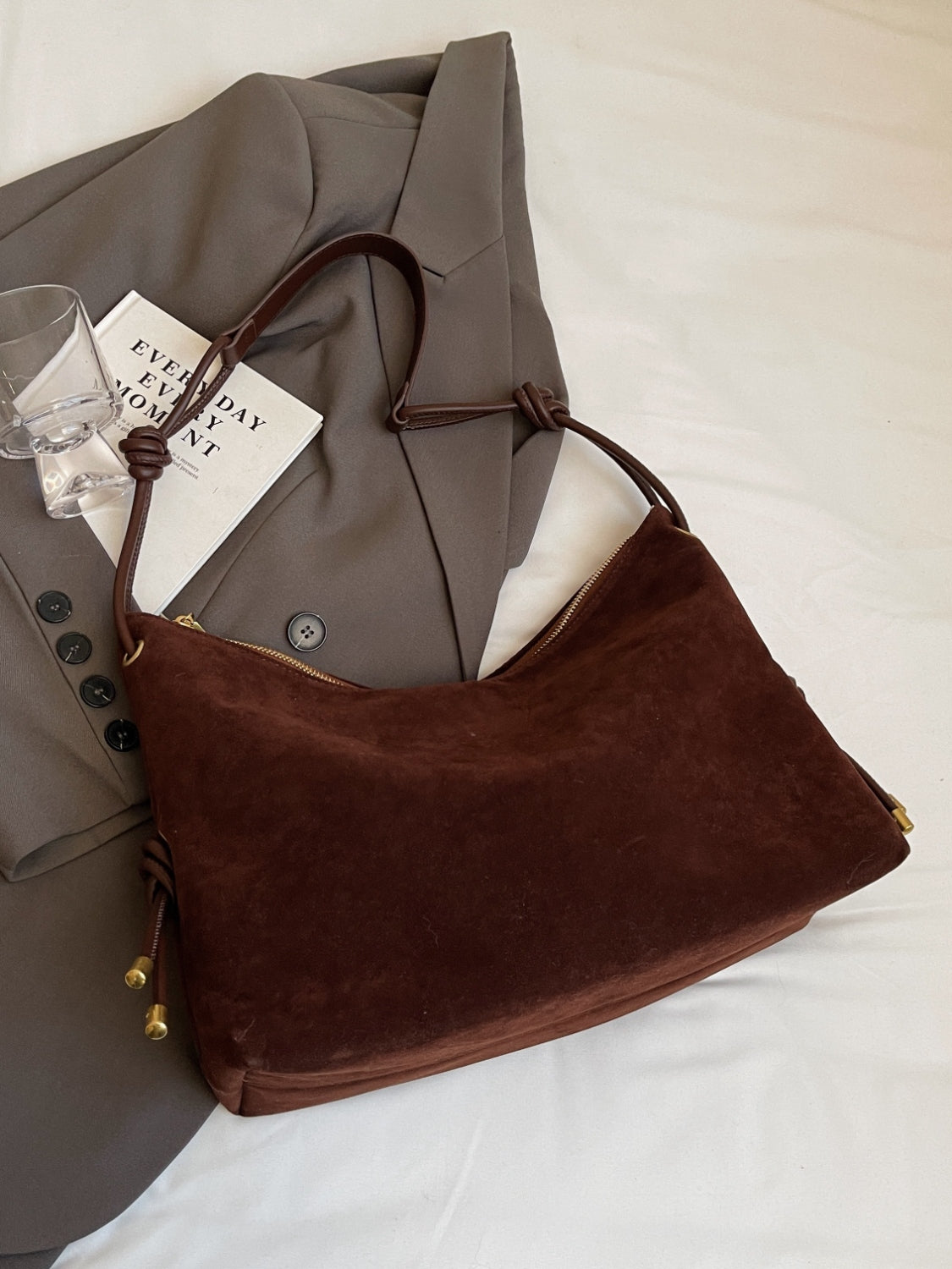 Suede Large Shoulder Bag - Sydney So Sweet