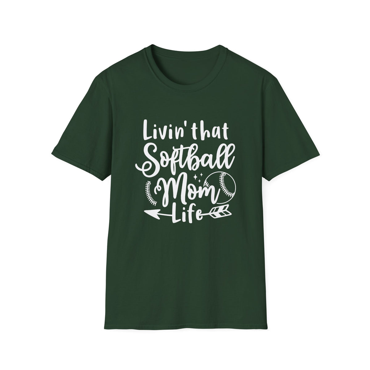 Livin' That Softball Mom Life Graphic T-Shirt Cute Sports Mom Tee (12 Team Colors)
