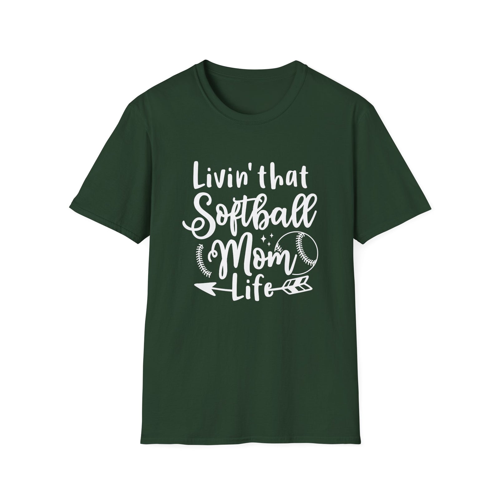 Livin' That Softball Mom Life Graphic T-Shirt Cute Sports Mom Tee (12 Team Colors)