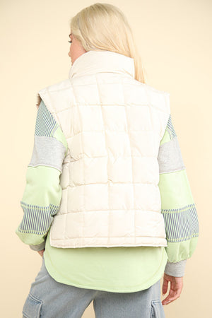 VERY J Zip Up Puffer Padded Warm Vest - Sydney So Sweet