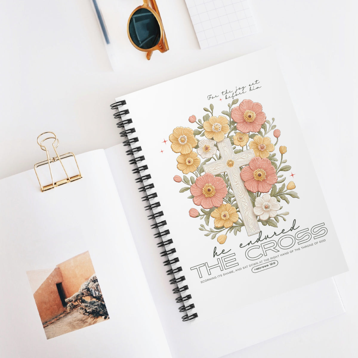 For the Joy Set Before Him Christian Ruled Spiral Notebook Journal