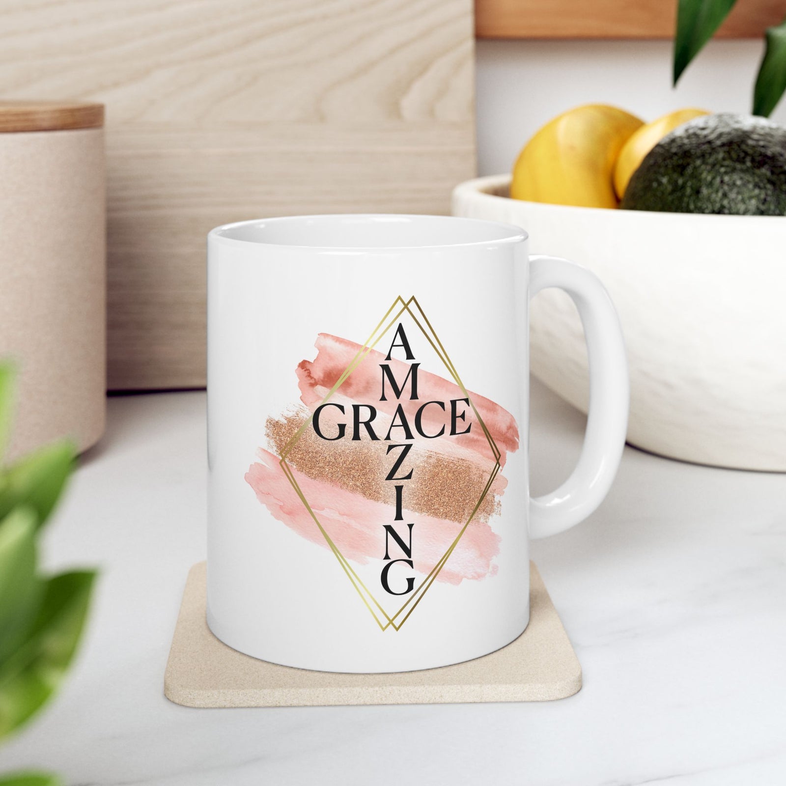 Amazing Grace Christian Mug — Pink Watercolor Coffee Cup (11oz, 15oz) - Sydney So Sweet