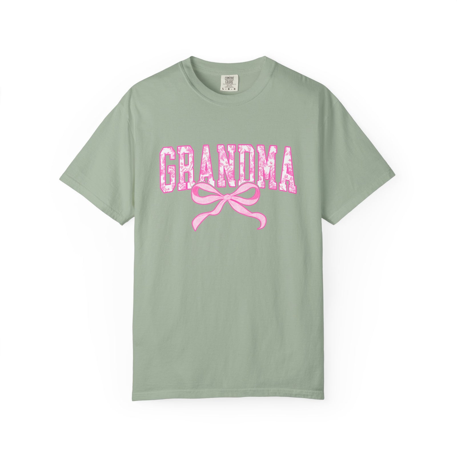 Grandma Coquette Pink Toile Bow T-Shirt Cute Grandmother Graphic Tee