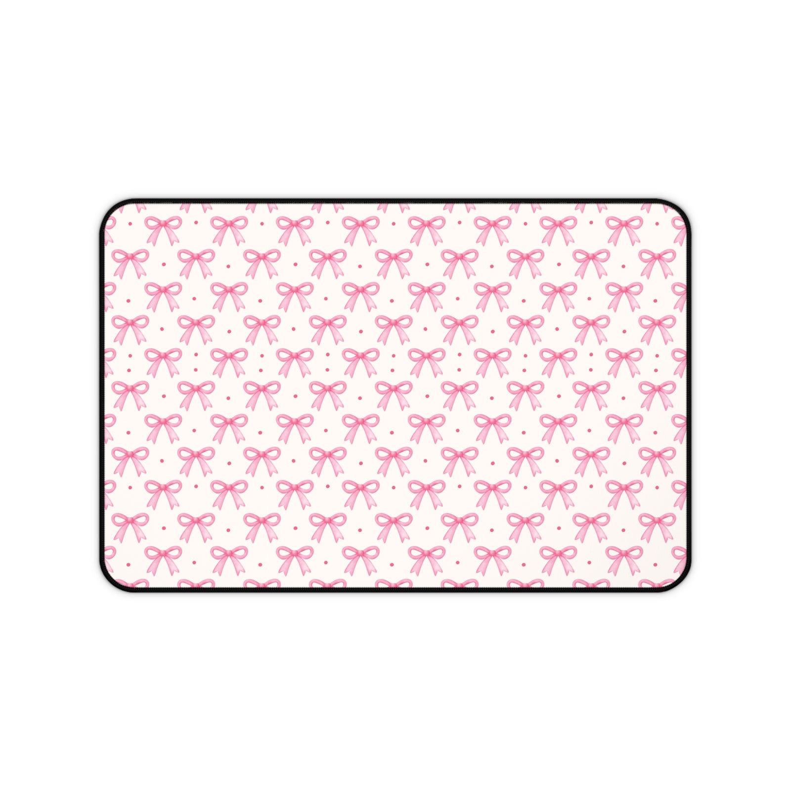 Coquette Bow Desk Mat - Hot Pink & Dot Design for Home Office Decor - Sydney So Sweet