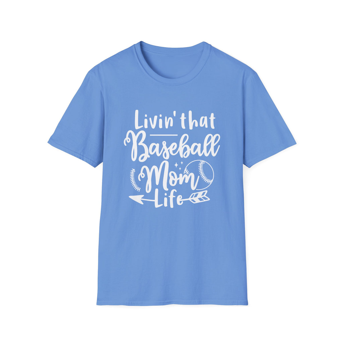 Livin' That Baseball Mom Life Graphic T-Shirt Cute Sports Mom Tee (12 Team Colors)