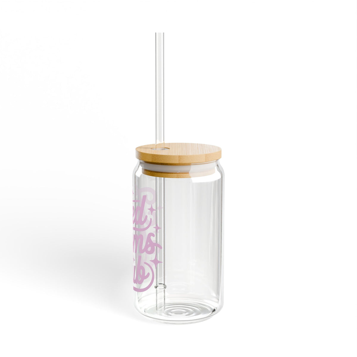 Tired Moms Club Sipper Glass 16oz Reusable Drink Jar with Lid & Straw