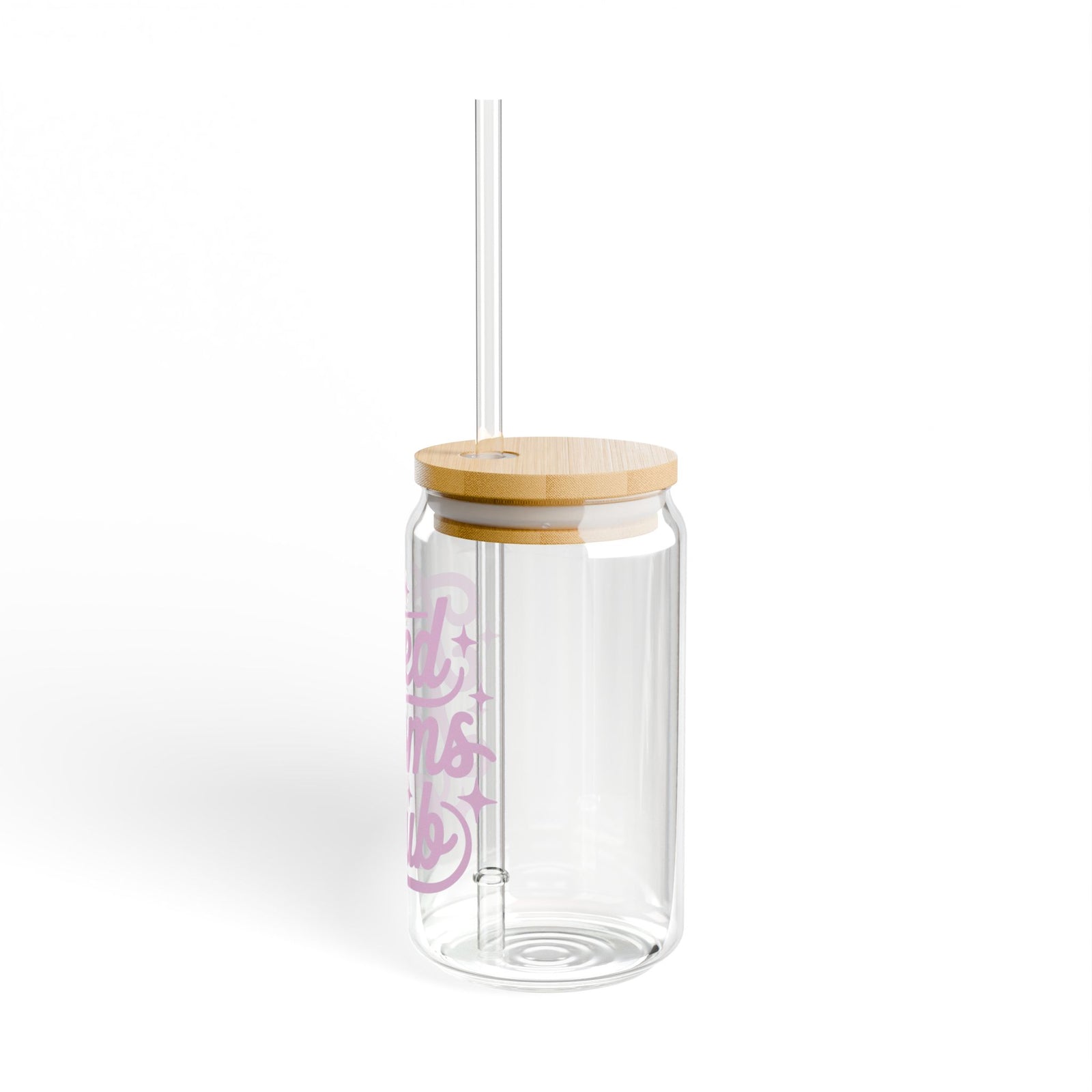 Tired Moms Club Sipper Glass 16oz Reusable Drink Jar with Lid & Straw