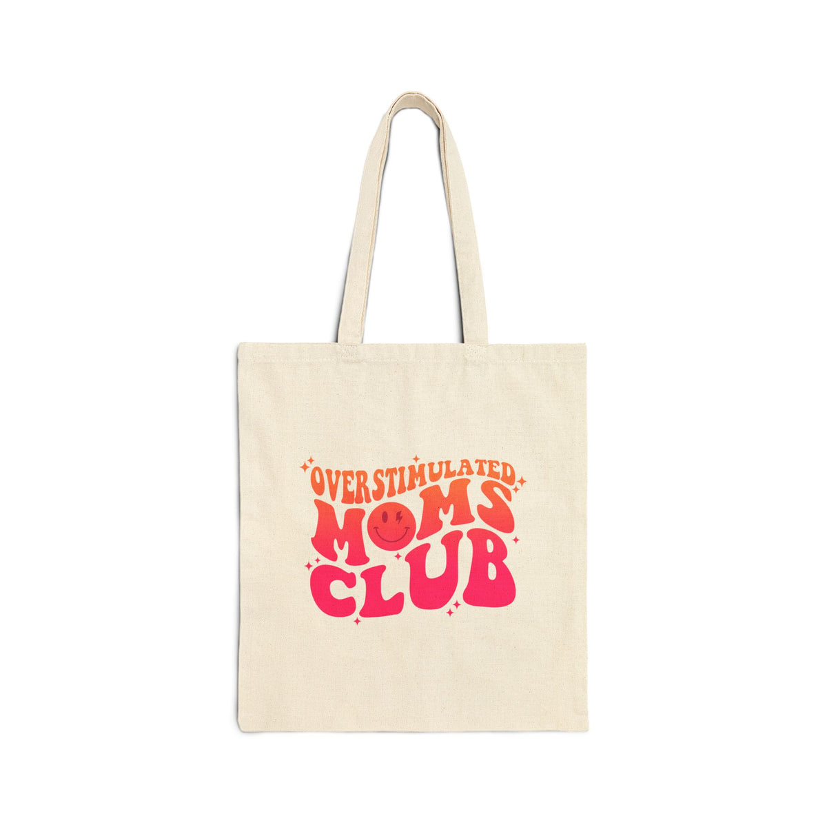 Overstimulated Moms Club Retro Orange & Pink Cotton Canvas Tote Bag