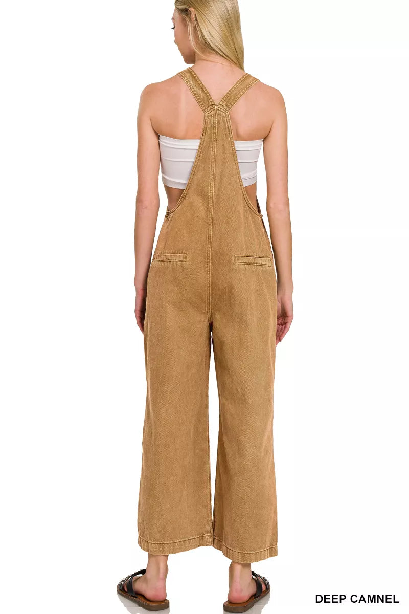 Zenana Washed Knot Strap Pockets Jumpsuit - Sydney So Sweet