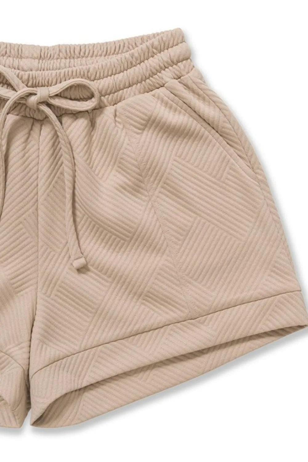 Zenana Textured Knit Jacquard Drawstring Shorts - Sydney So Sweet