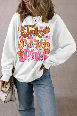 Take Me to the Pumpkin Patch Women's Graphic Long Sleeve Sweatshirt - Sydney So Sweet