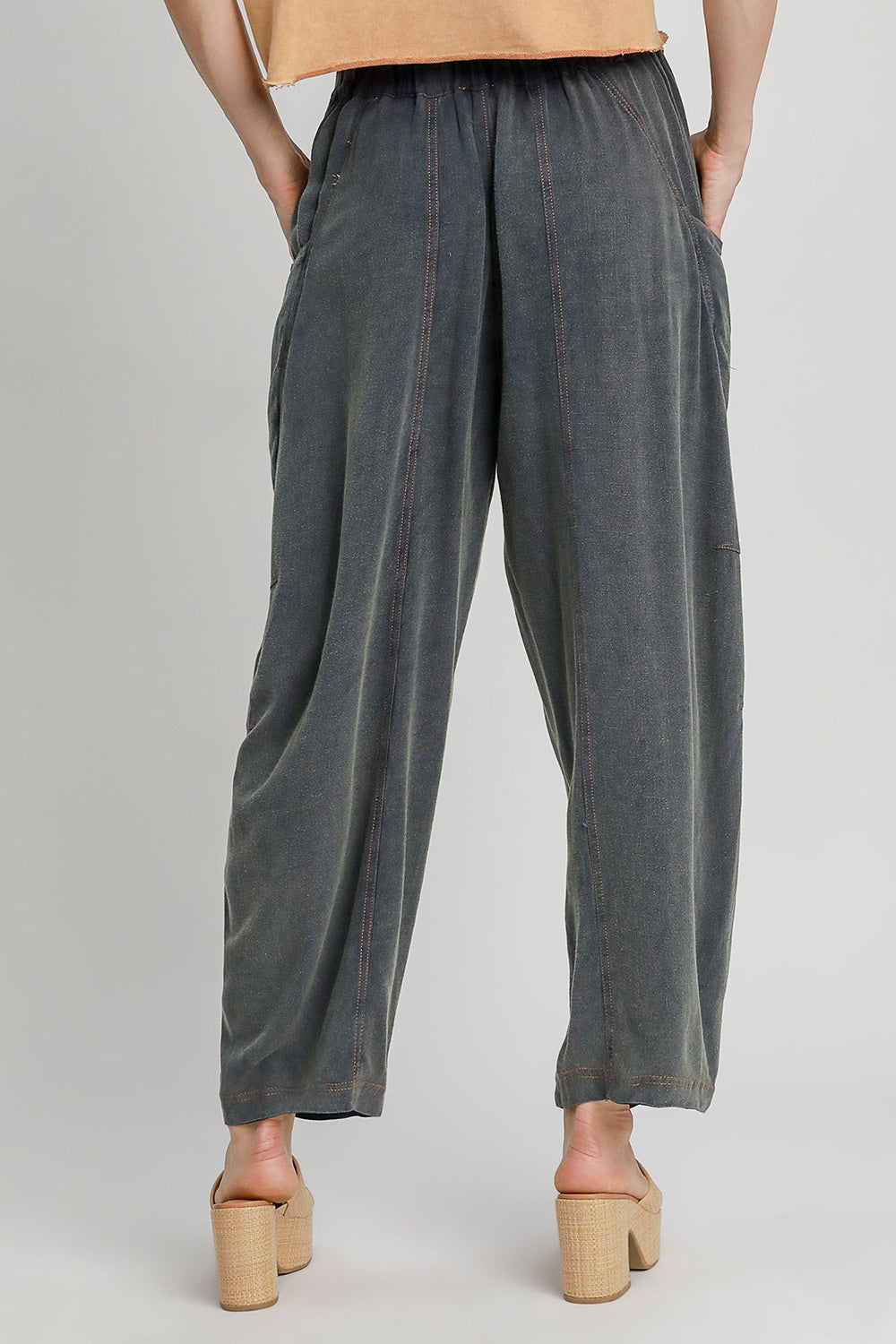 Umgee Elastic Waist Baggy Fit Pants with Pockets - Sydney So Sweet