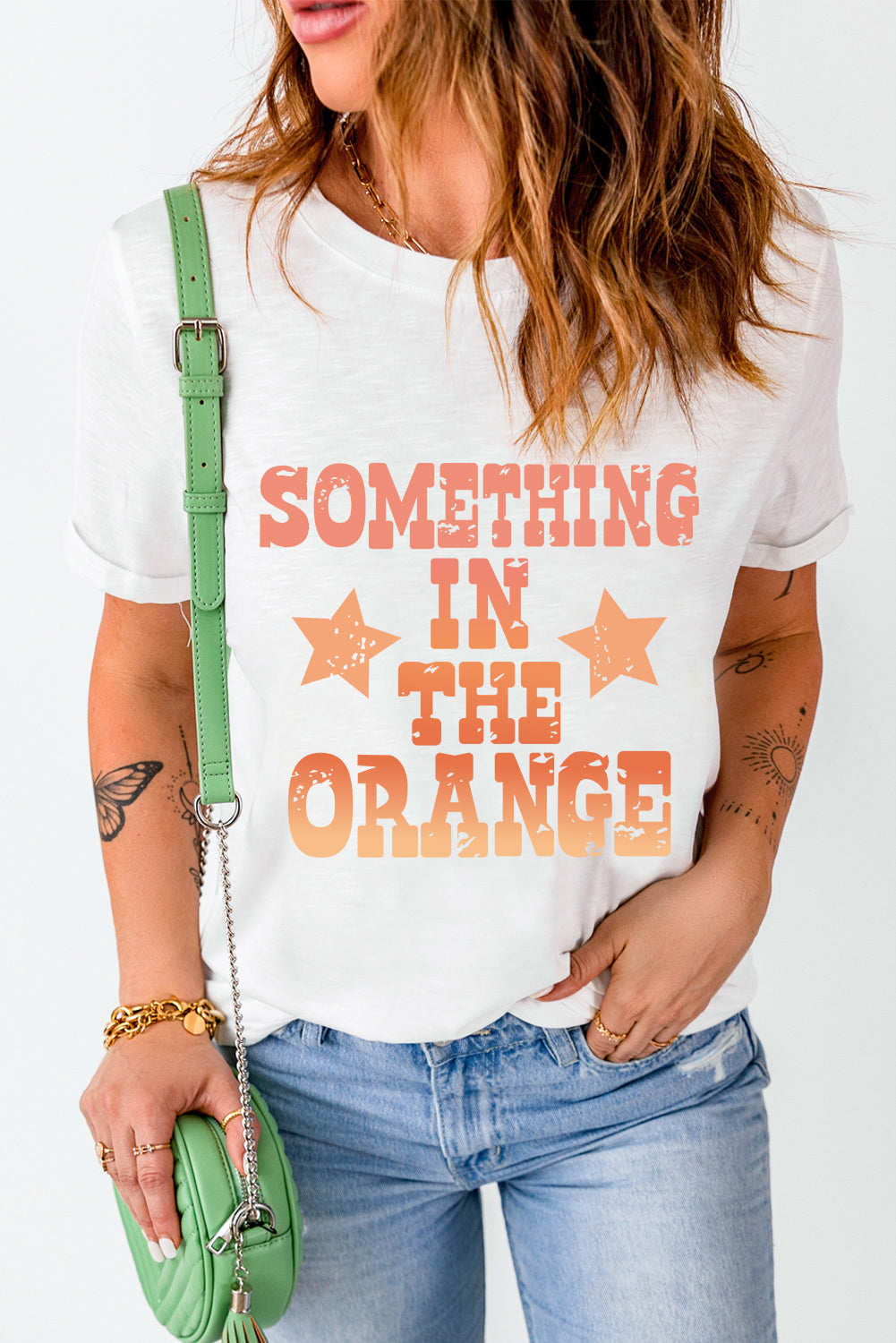 Something in the Orange Graphic Round Neck Short Sleeve T-Shirt - Sydney So Sweet