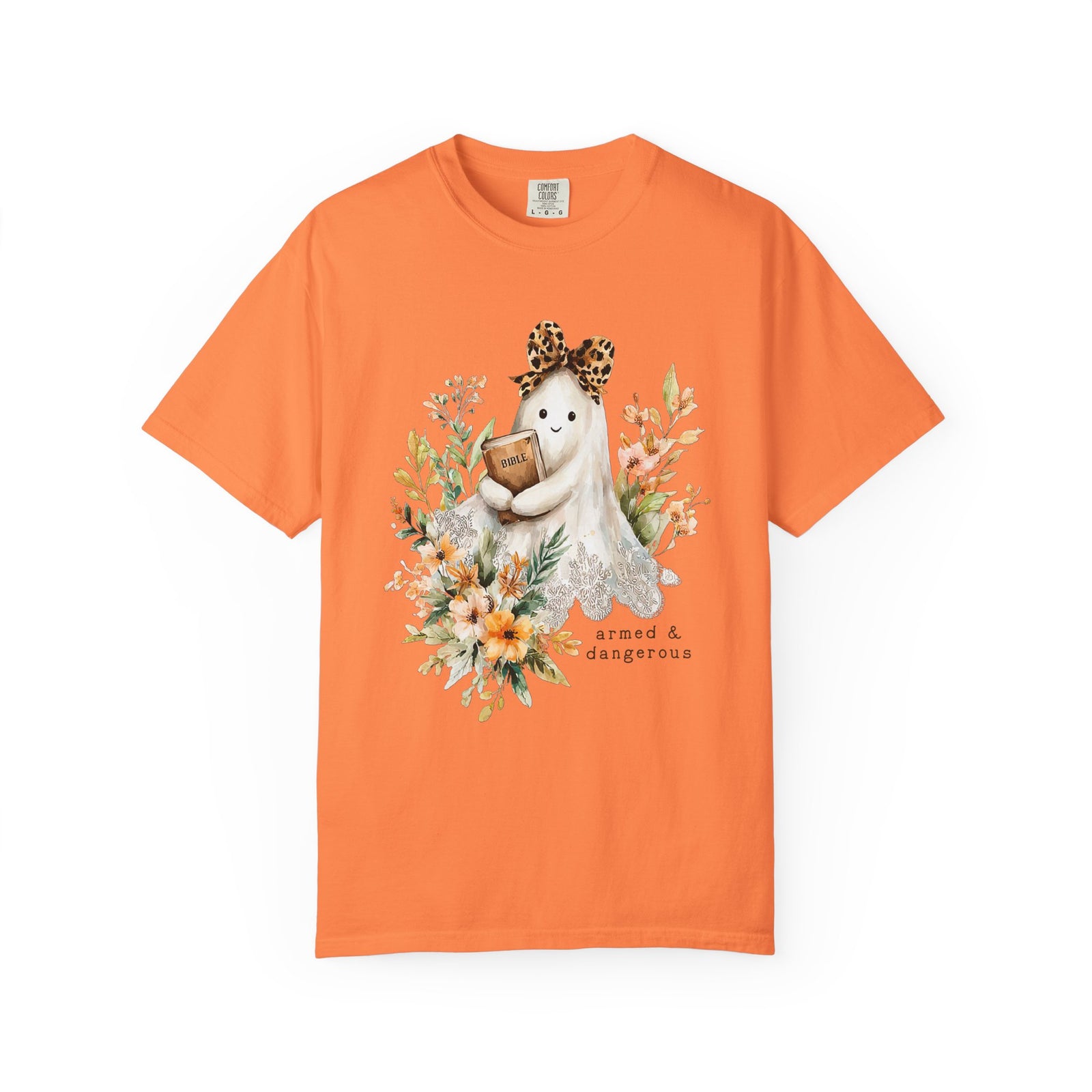 Bible Ghost Floral Tee Armed & Dangerous Cute Halloween Graphic T-Shirt