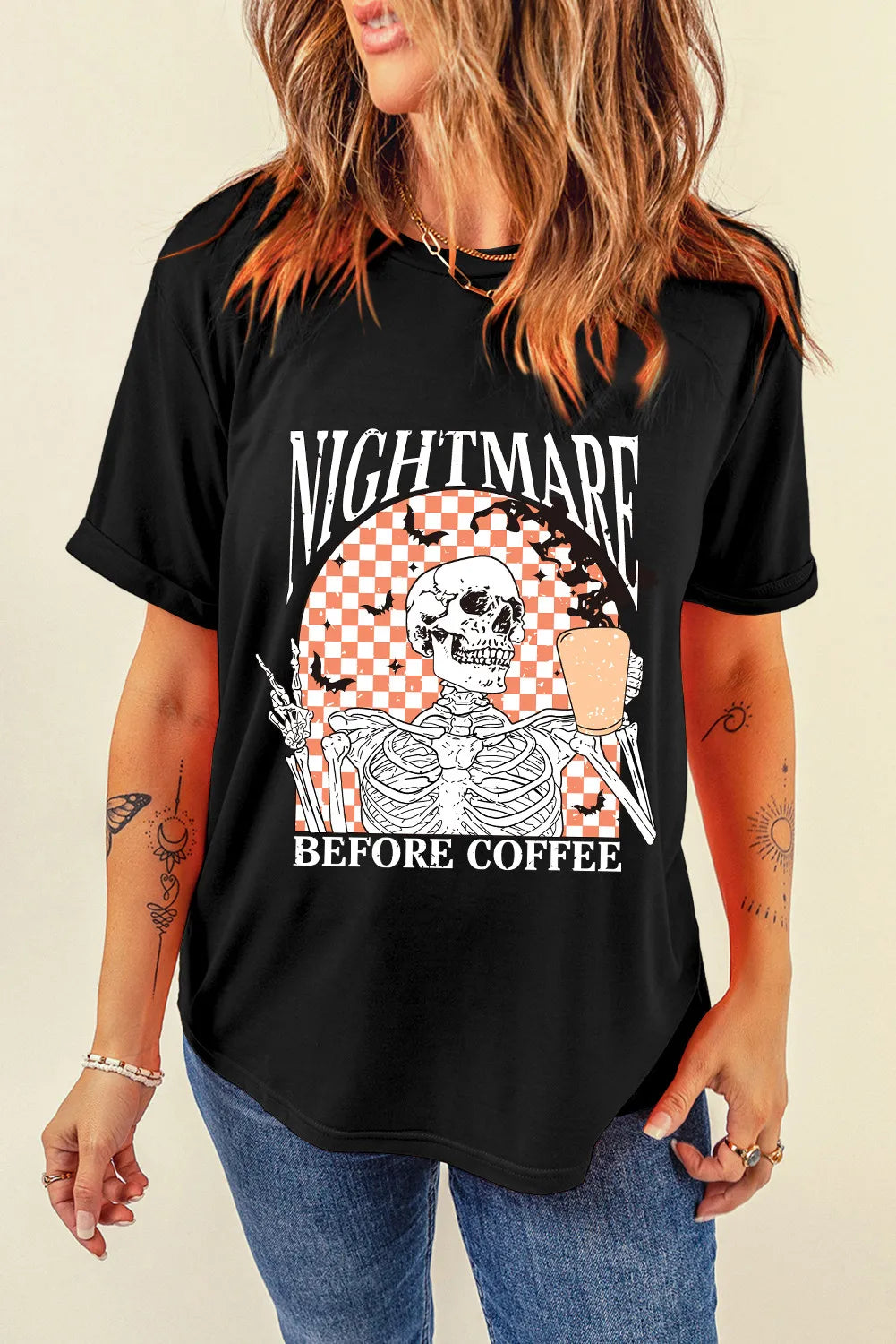 Nightmare Before Coffee Black Women&#39;s Graphic T-Shirt - Sydney So Sweet