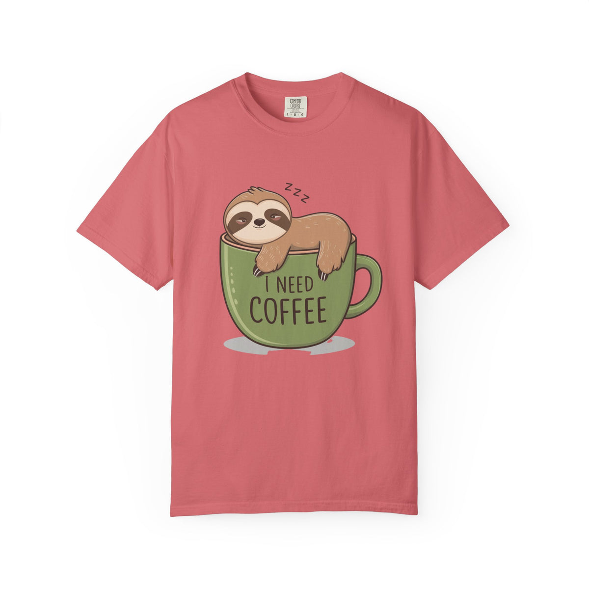 I Need Coffee Sloth Graphic T-Shirt Unisex Coffee Lover Short Sleeve Tee