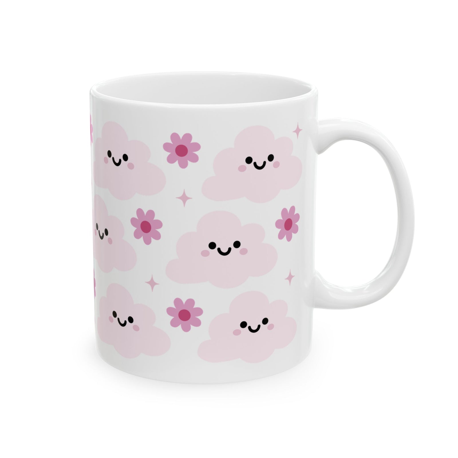Happy Cloud Pink Cute Ceramic Mug Coffee Cup (11oz & 15oz)