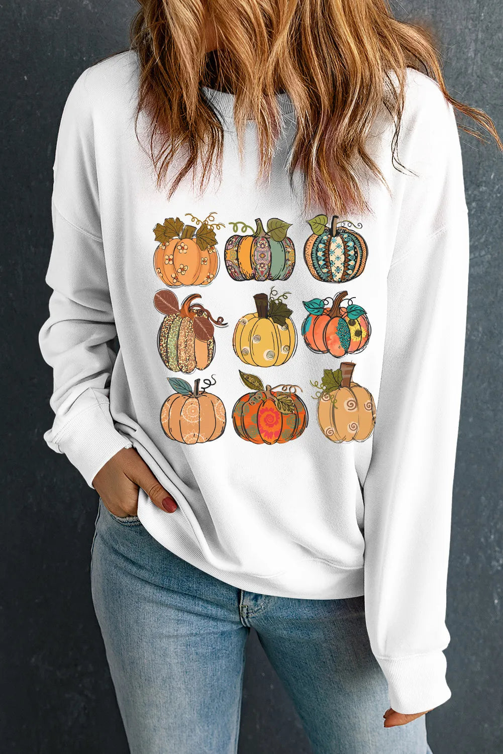 Pumpkin Graphic Long Sleeve Sweatshirt - Sydney So Sweet