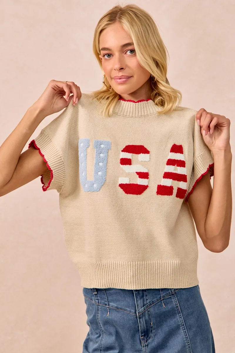 BiBi USA Patchwork Sweater Vest Top With Contrast Detail - Sydney So Sweet