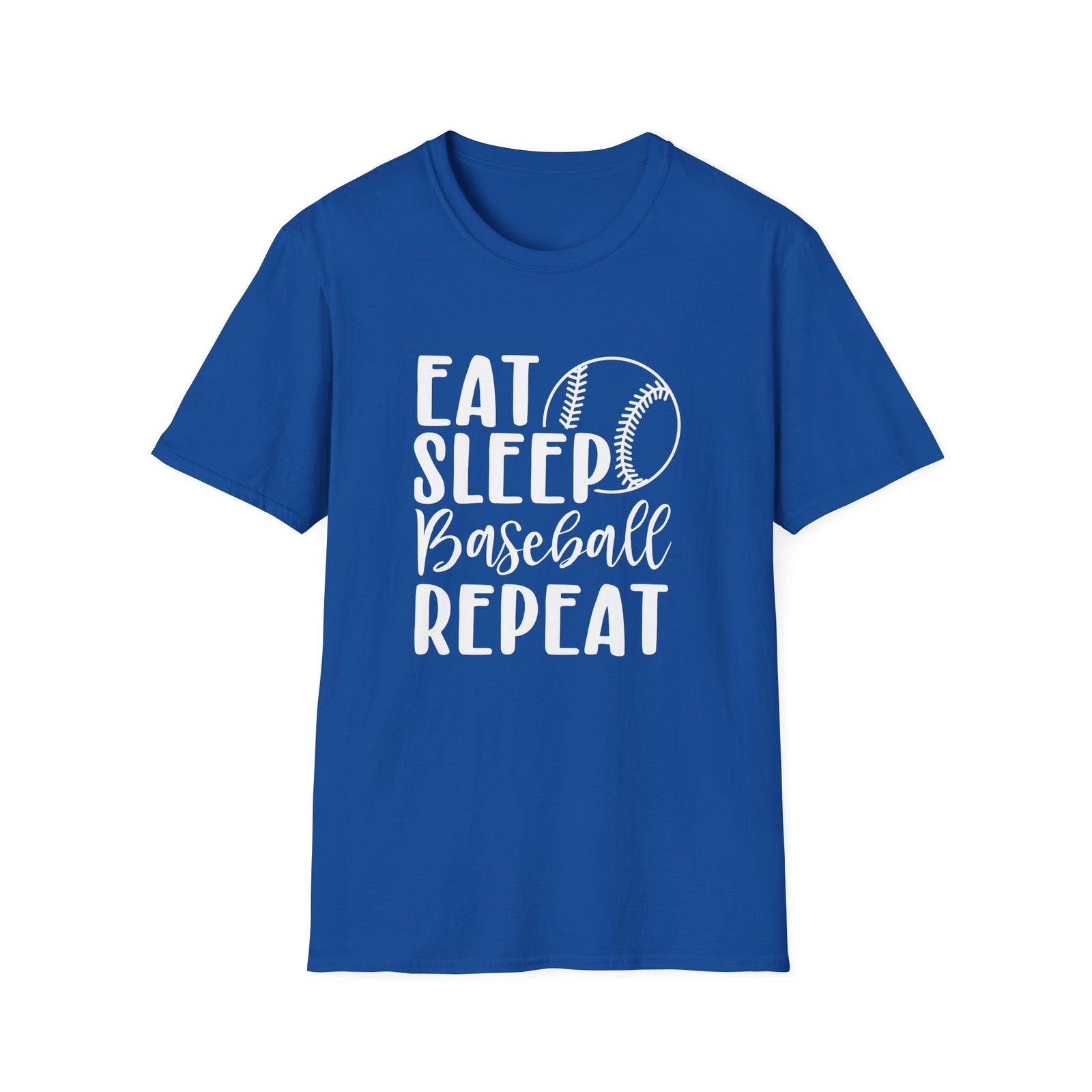 Eat Sleep Baseball Repeat Graphic T-Shirt Cute Sports Mom Tee (12 Team Colors)