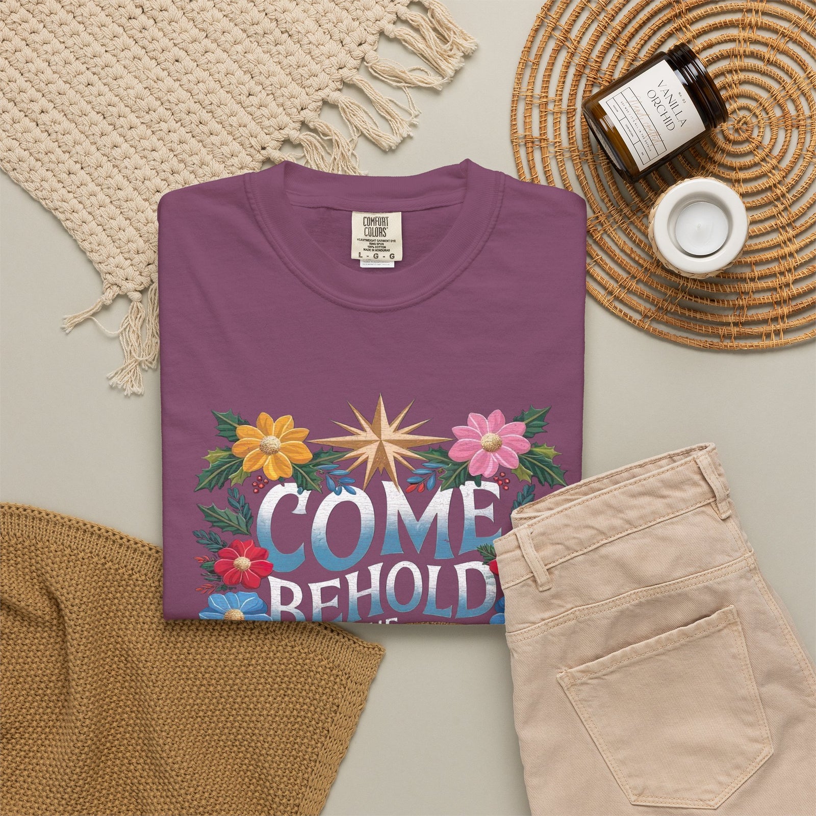 Come & Behold the Newborn King Christmas T-Shirt Christian Graphic Tee