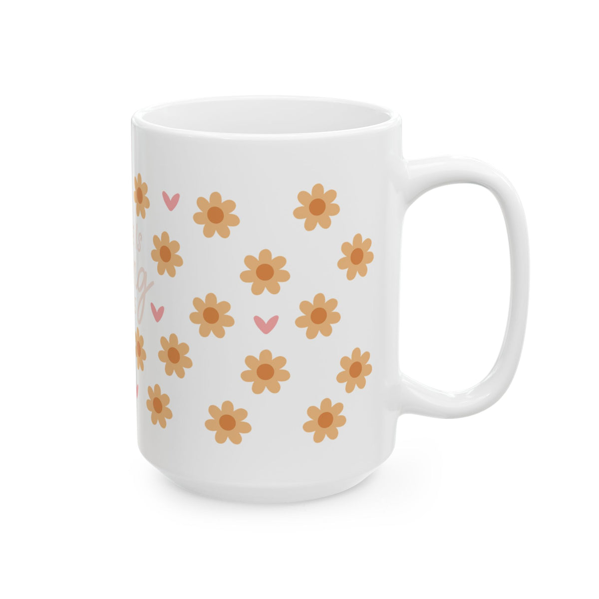 She Is Strong Ceramic Mug — Proverbs 31:25 Yellow Floral Inspirational Coffee Cup
