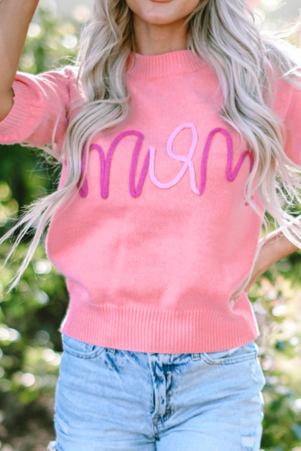 MOM Round Neck Half Sleeve Sweater - Sydney So Sweet