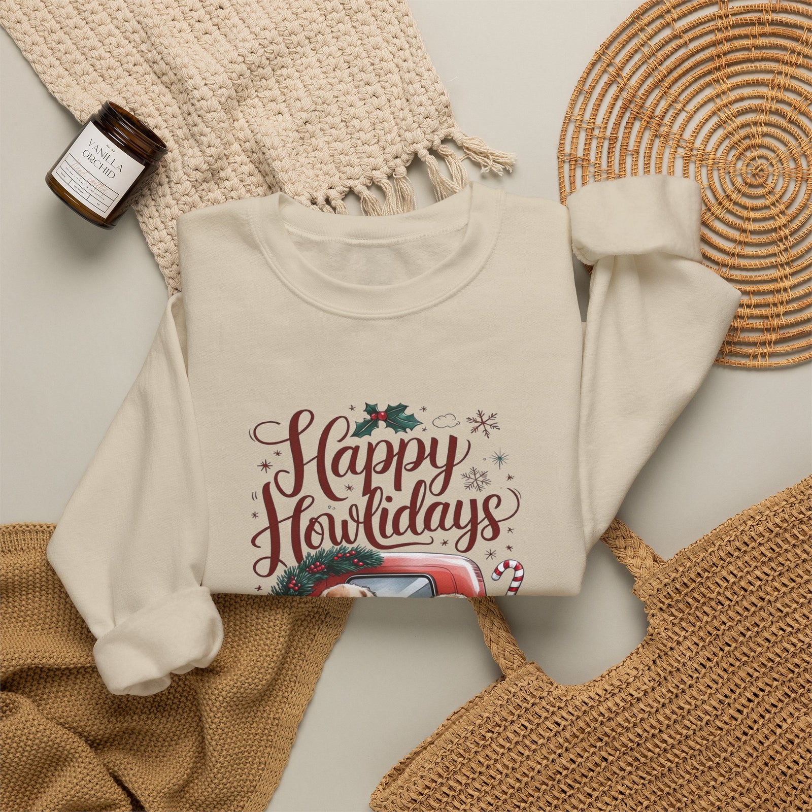 Happy Howlidays Puppy Crewneck Unisex Sweatshirt