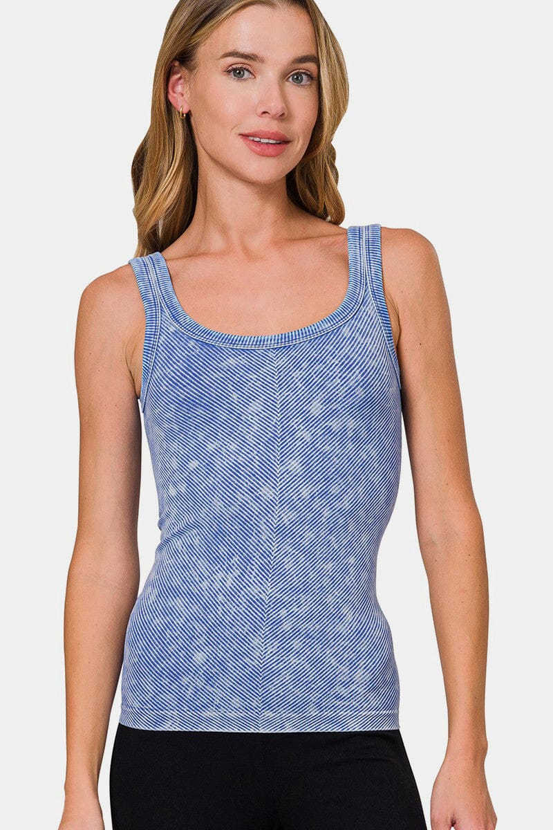 Zenana Ribbed Scoop Neck Tank - Sydney So Sweet