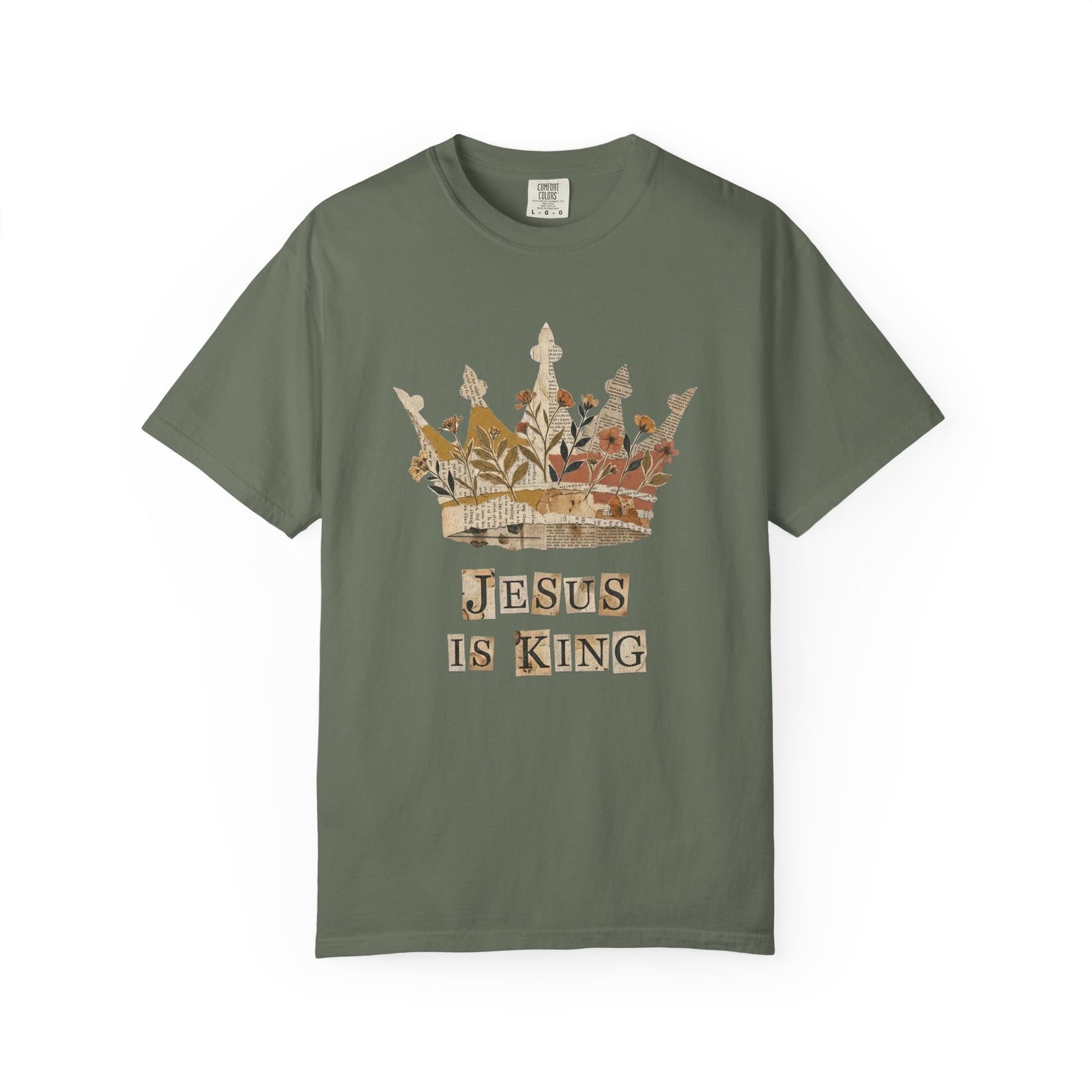 Jesus Is King Collage & Crown T-Shirt Faith-Based Christian Distressed Tee