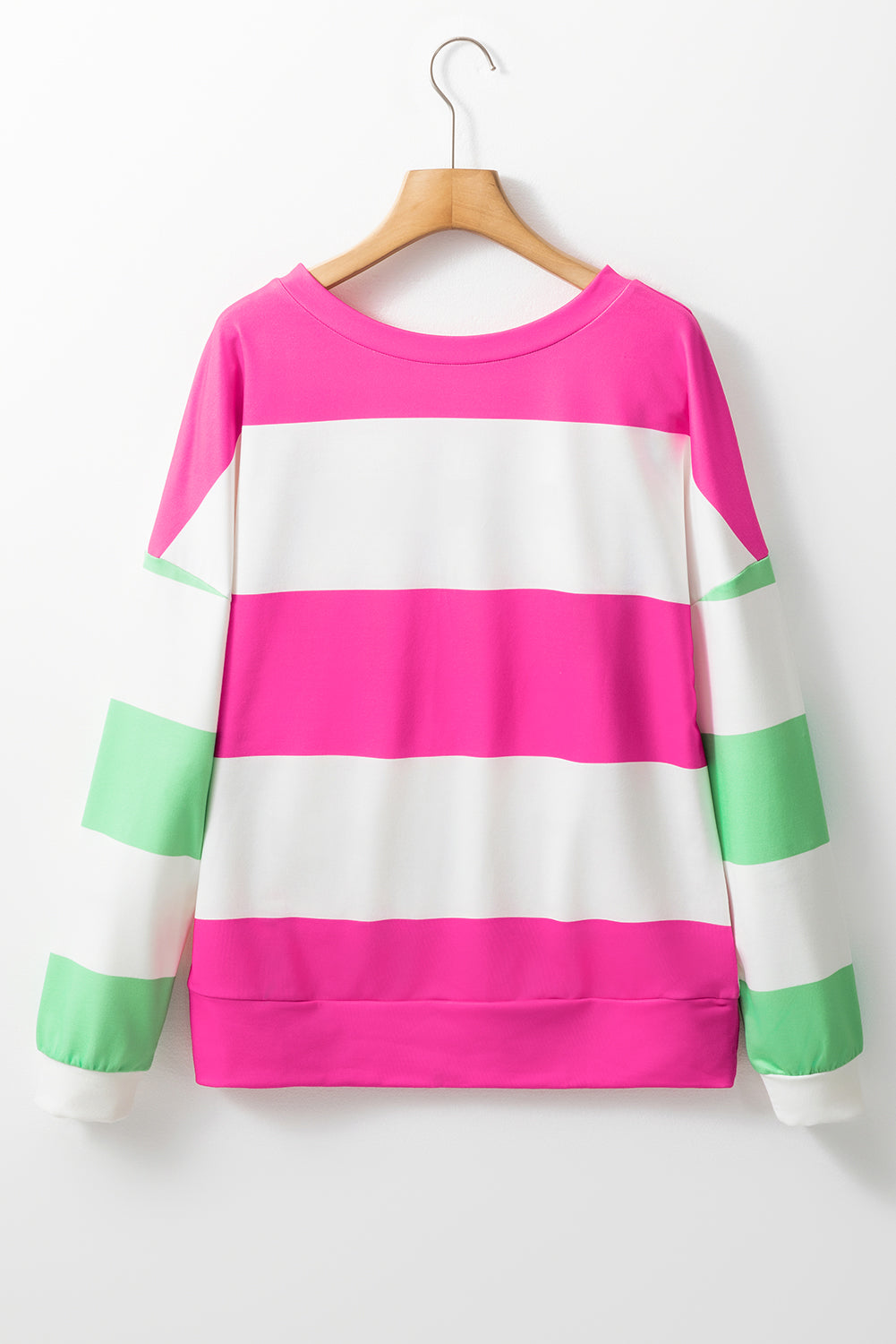 Contrast Color Block Round Neck Long Sleeve Top - Sydney So Sweet