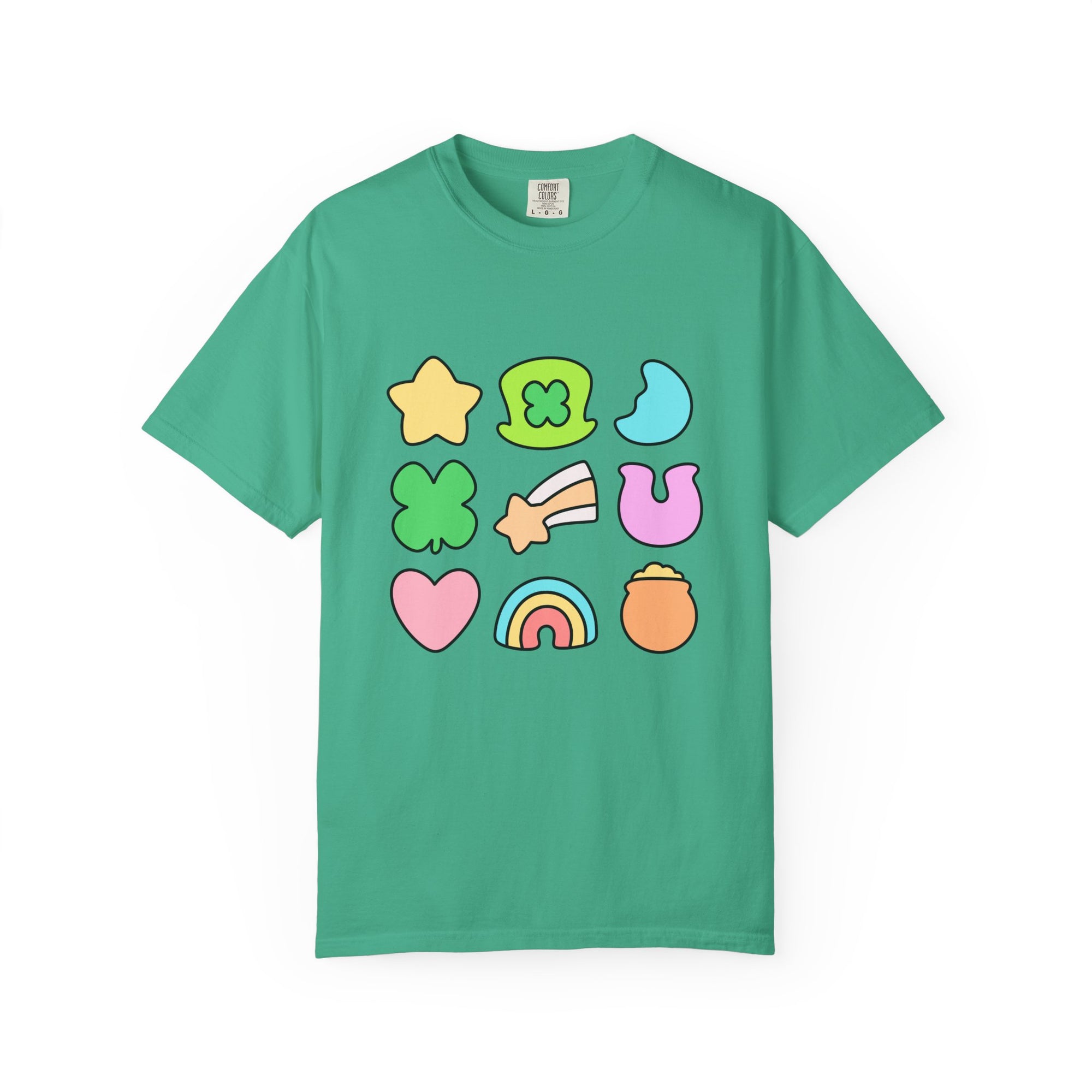 Lucky Charm Icons Graphic T-Shirt Pastel St. Patrick's Day Unisex Shor
