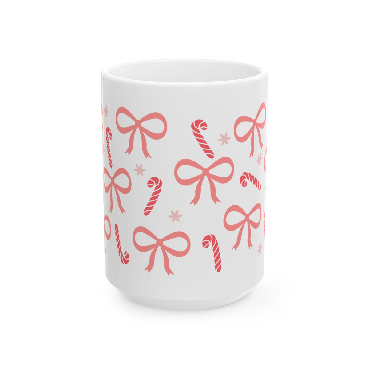 Candy Cane Coquette Christmas Ceramic Mug Coffee Cup (11oz & 15oz)