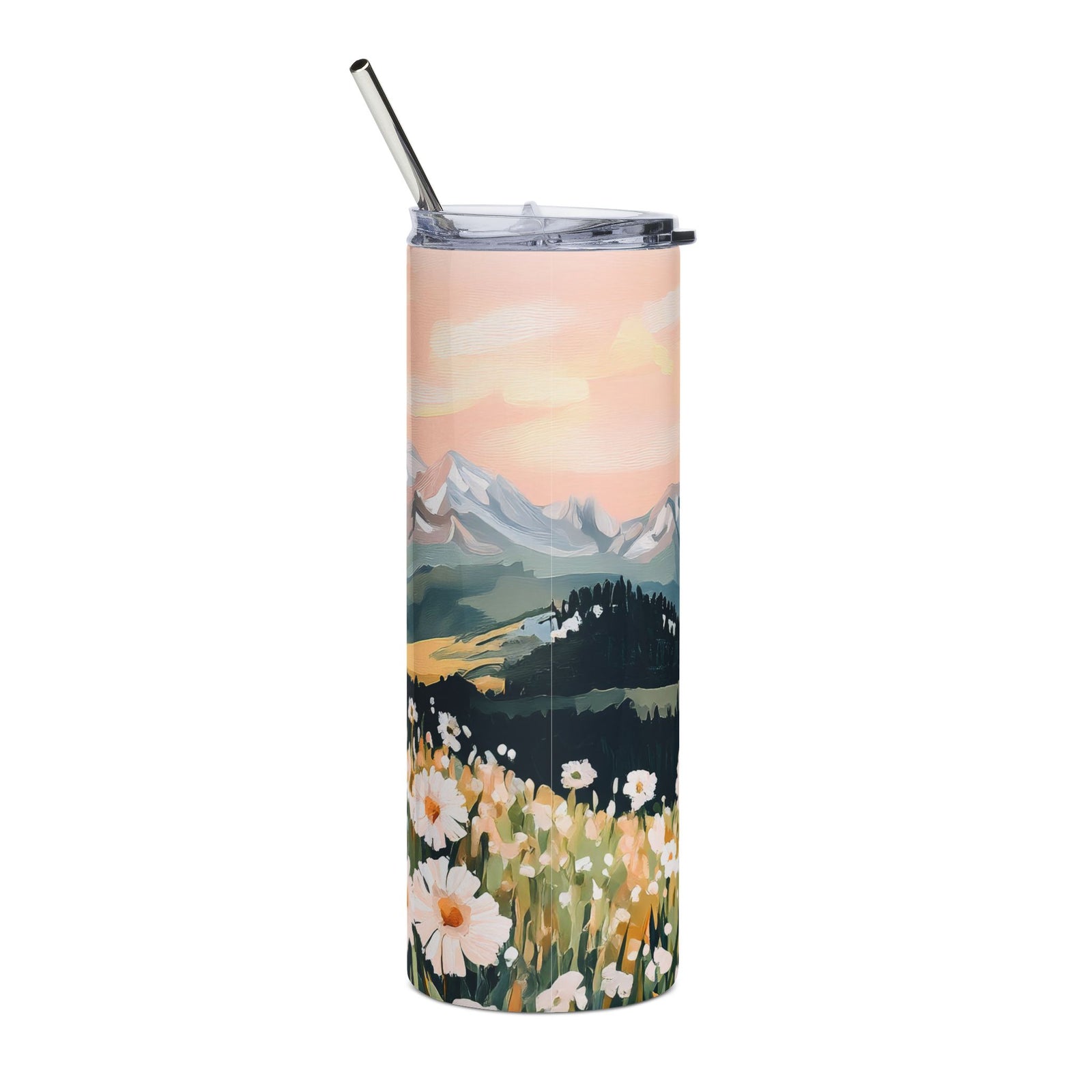 Nothing Is Impossible With God 20oz Mountain Floral Tumbler Inspirational Stainless Steel Travel Cup