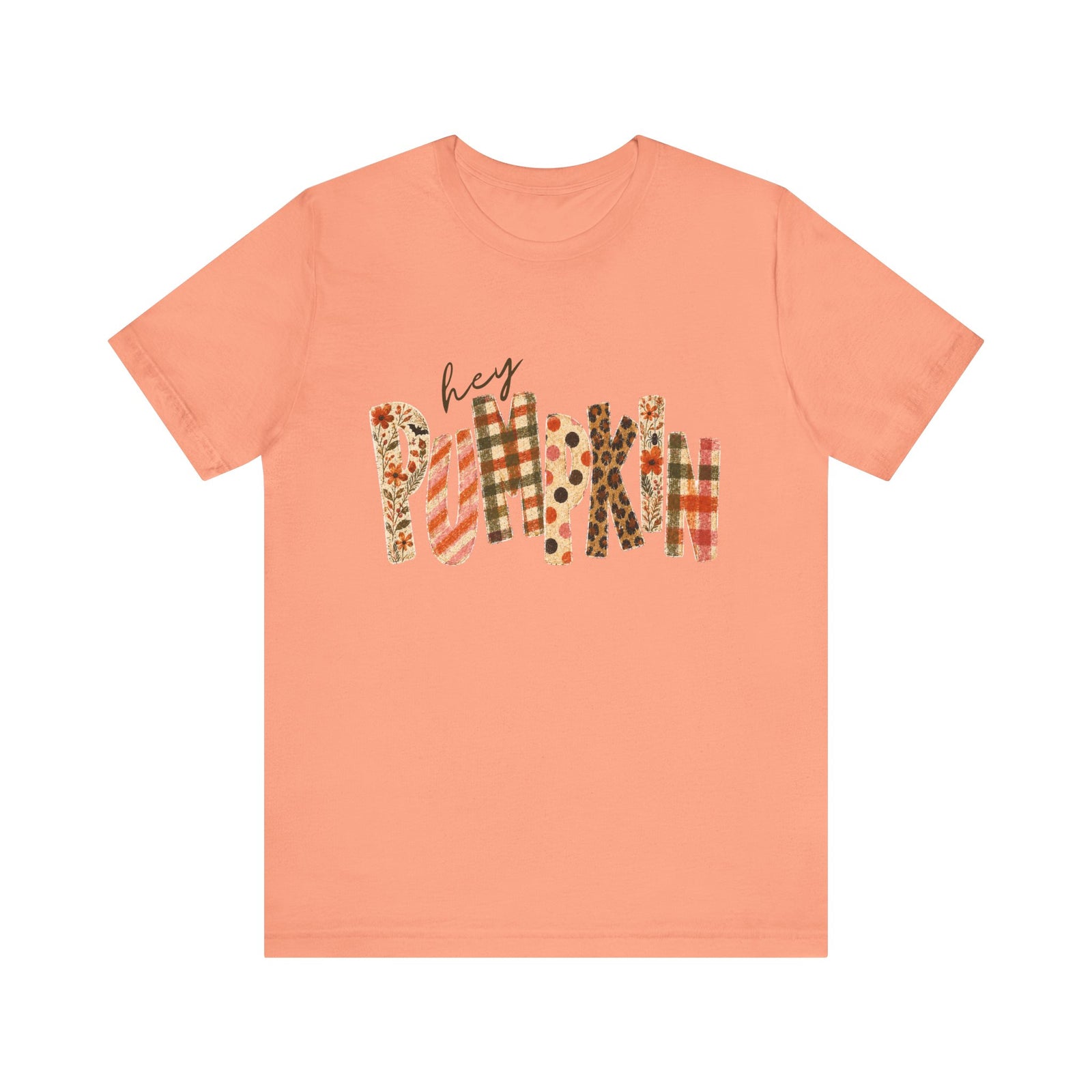 Hey Pumpkin T-Shirt Fall Plaid & Floral Pumpkin Graphic Tee