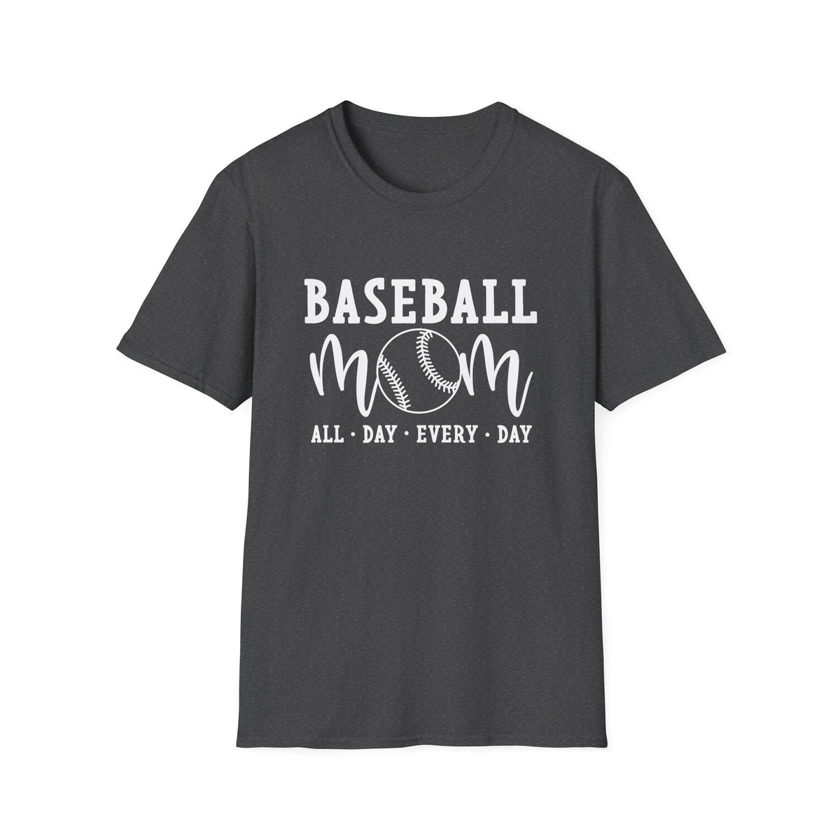 Baseball Mom All Day Graphic T-Shirt Cute Sports Mom Tee (12 Team Colors)