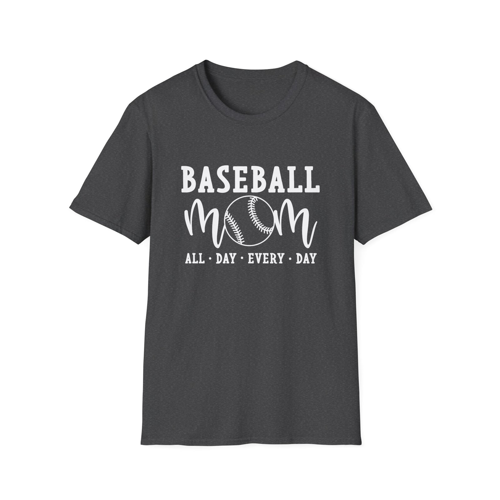 Baseball Mom All Day Graphic T-Shirt Cute Sports Mom Tee (12 Team Colors)