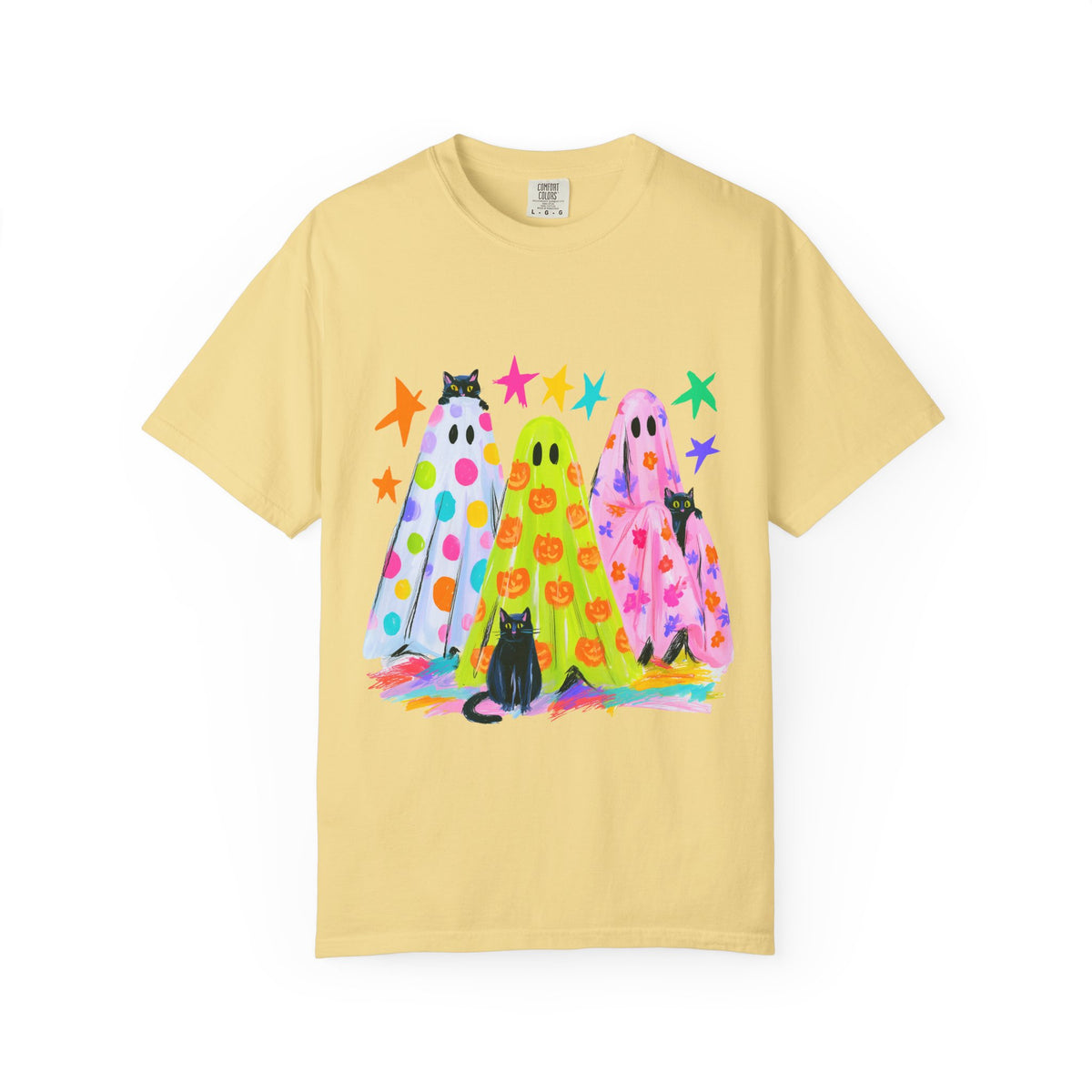 Colorful Polka Dot Halloween Ghost T-Shirt Fun Graphic Tee