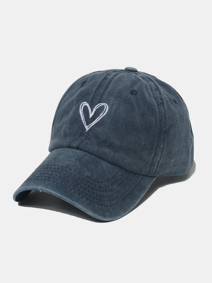 Embroidered Heart Washed Cotton Baseball Cap - Sydney So Sweet