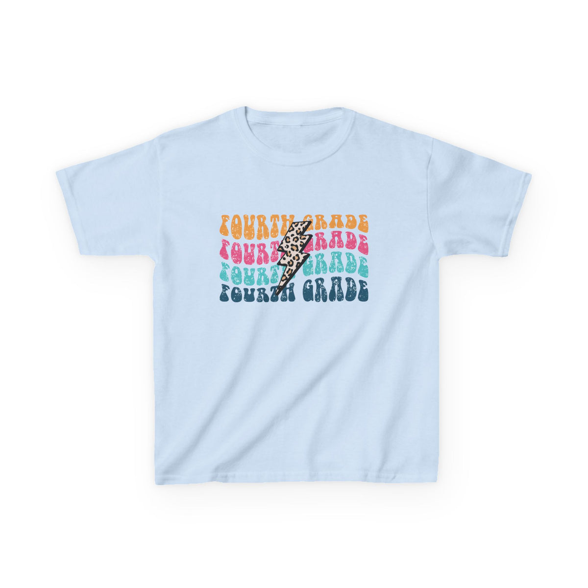 Fourth Grade Leopard Lightning Graphic Tee Back-to-School 4th Grade Kids T-Shirt