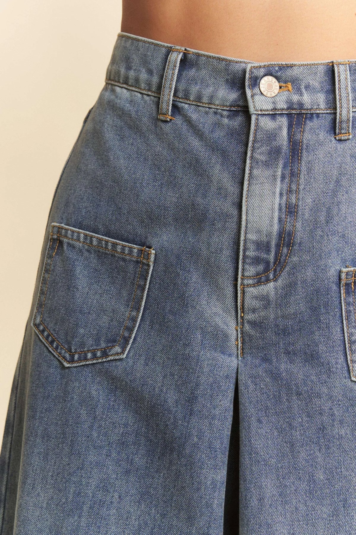 Davi & Dani Patch Pocket Wide Leg Culotte Jeans - Sydney So Sweet