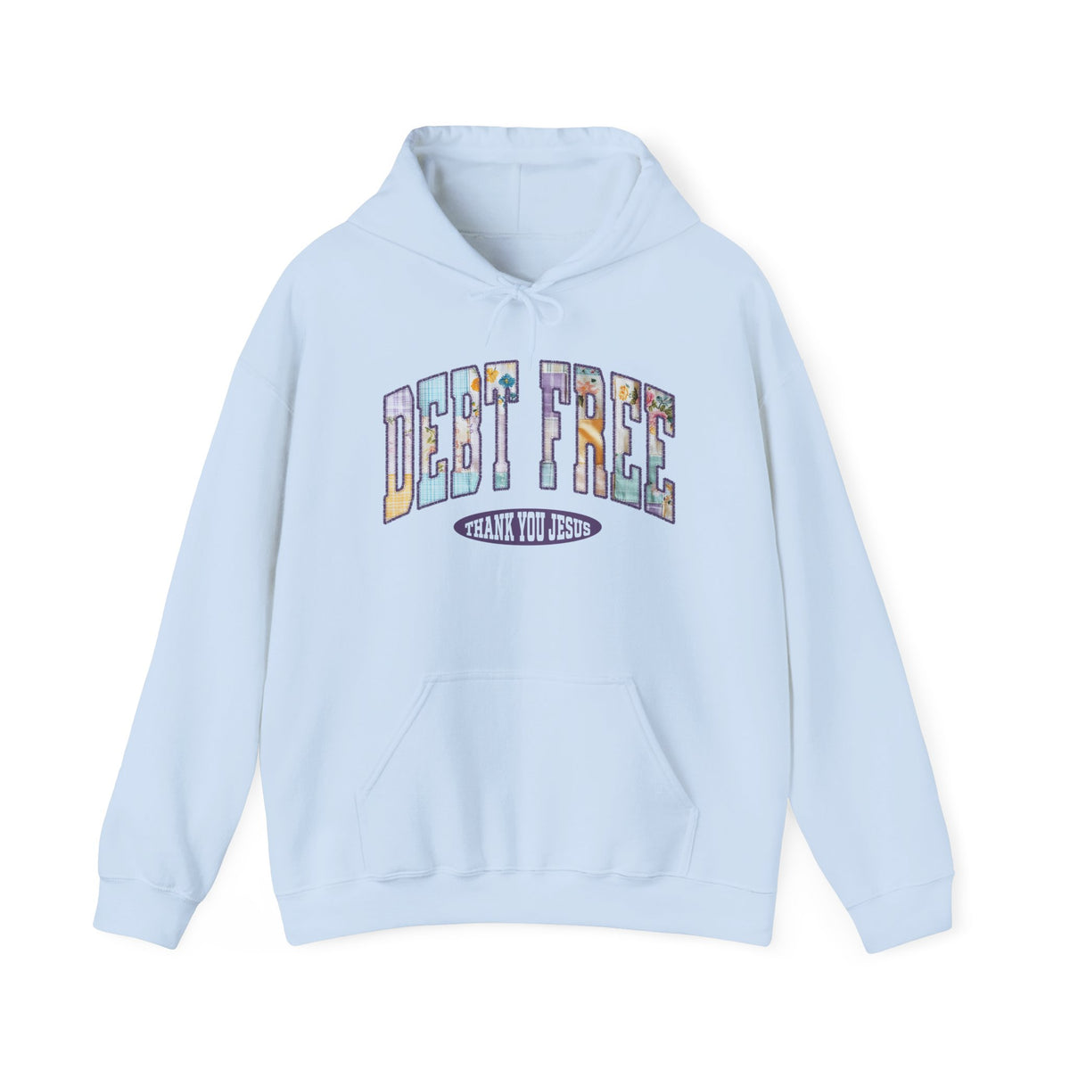 Debt Free Hoodie Pastel Debt Free Christian Thank You Jesus Hooded Sweatshirt