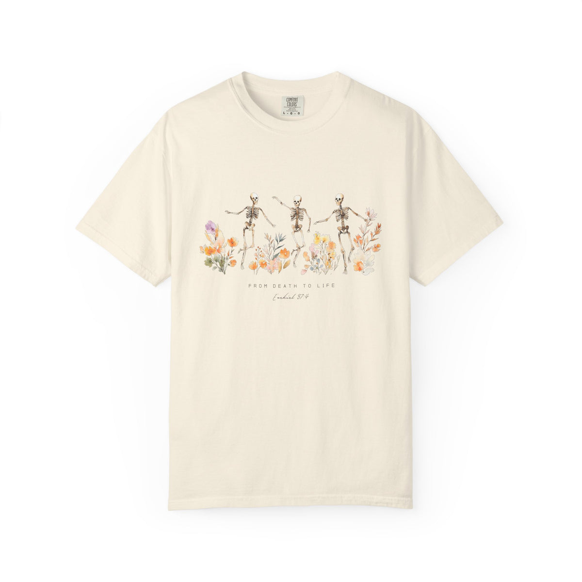 Floral Skeletons From Death to Life T-Shirt Halloween Christian Graphic Tee