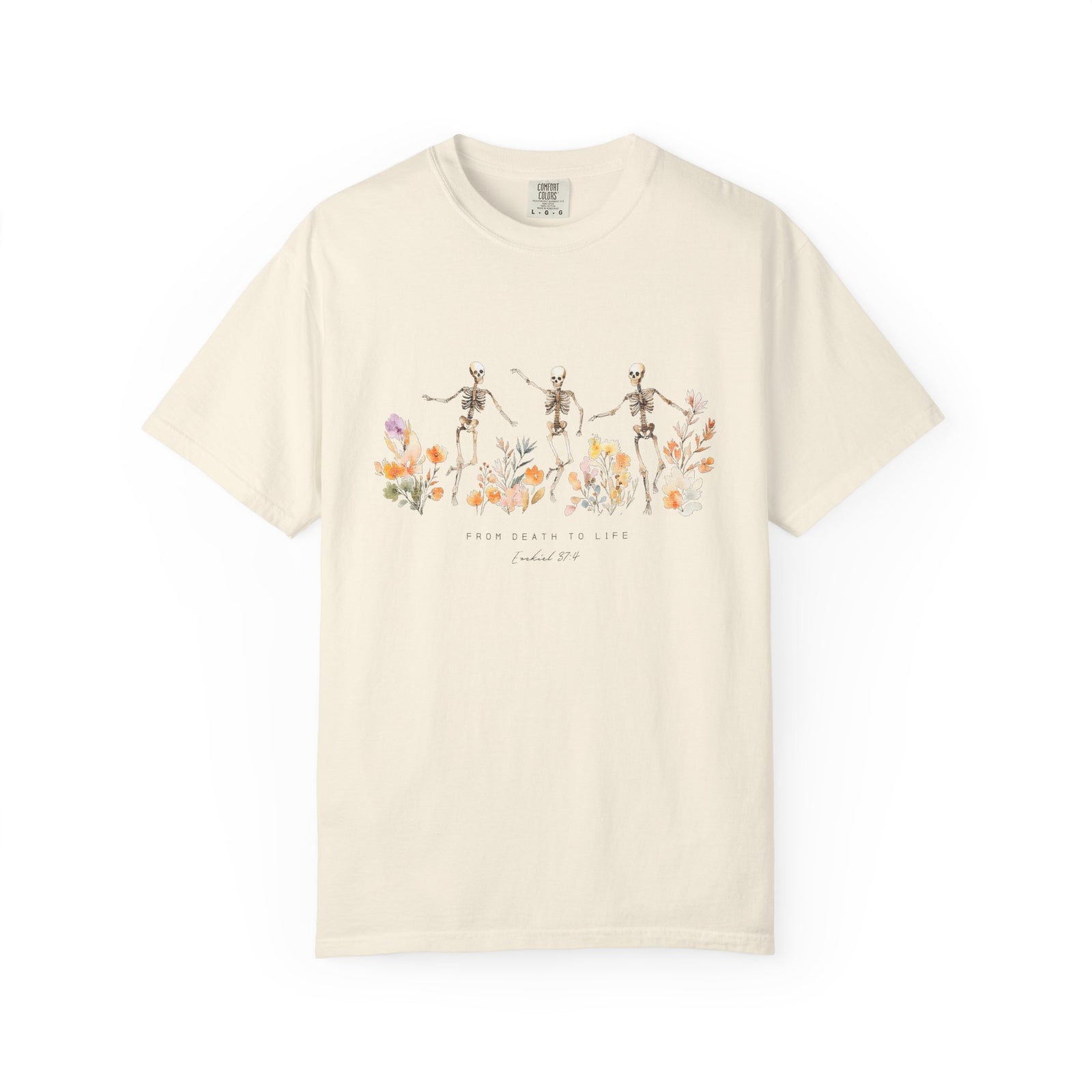 Floral Skeletons From Death to Life T-Shirt Halloween Christian Graphic Tee
