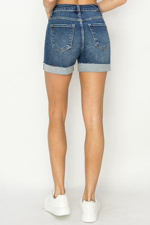 RISEN High Rise Cuffed Denim Shorts - Sydney So Sweet