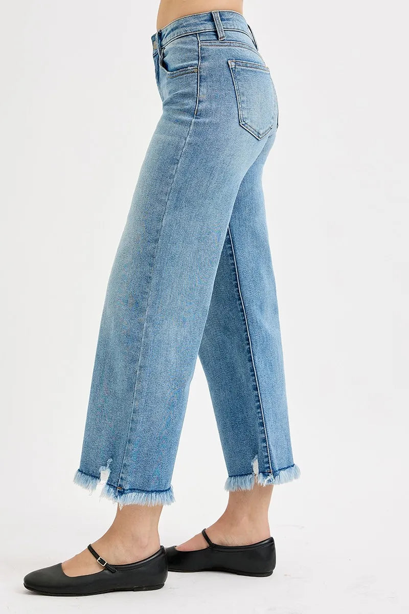 RISEN Full Size Mid Rise Crop Wide Leg Jeans Plus Size - Sydney So Sweet
